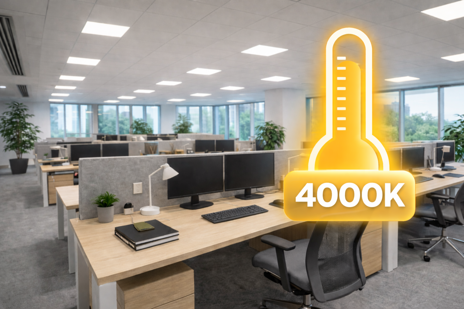 Temperatura barwowa 4000K w biurze
