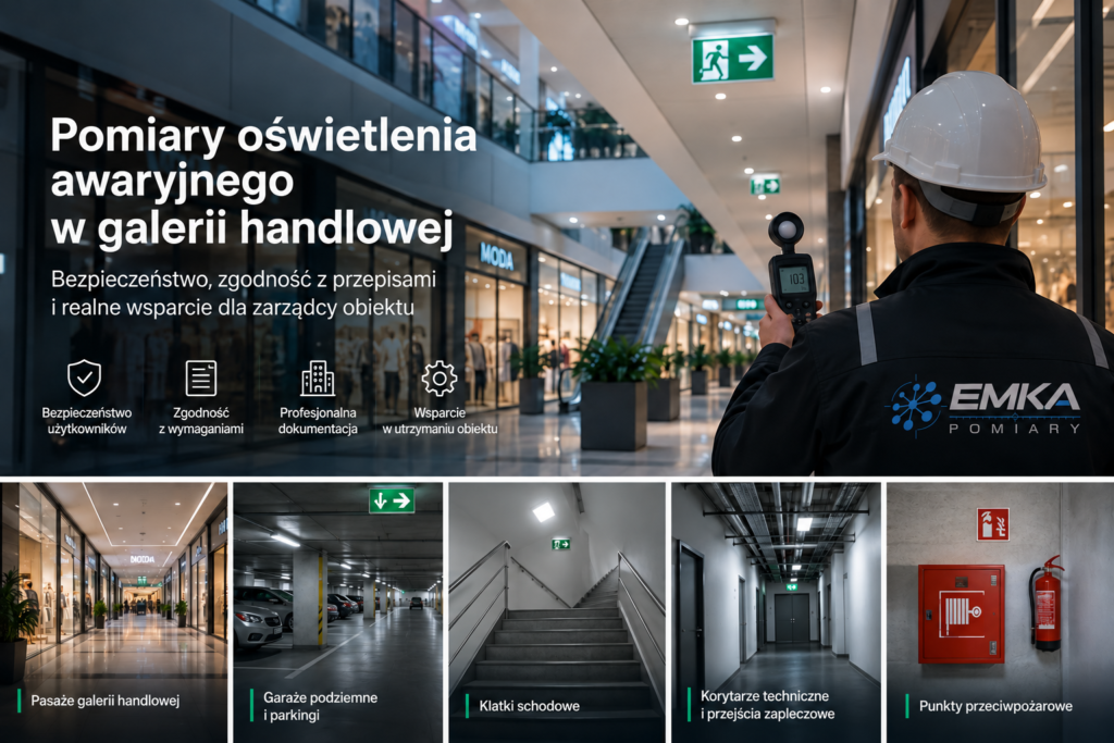 Pomiary oświetlenia w galerii handlowej